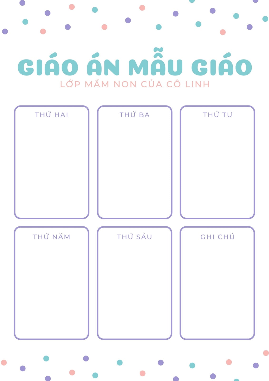 Trắng Màu phấn Chấm bi Mẫu giáo Giáo án Trắng Màu phấn Chấm bi Mẫu giáo Giáo án
