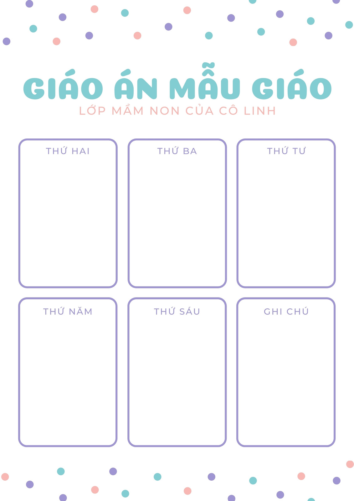 Trắng Màu phấn Chấm bi Mẫu giáo Giáo án Trắng Màu phấn Chấm bi Mẫu giáo Giáo án