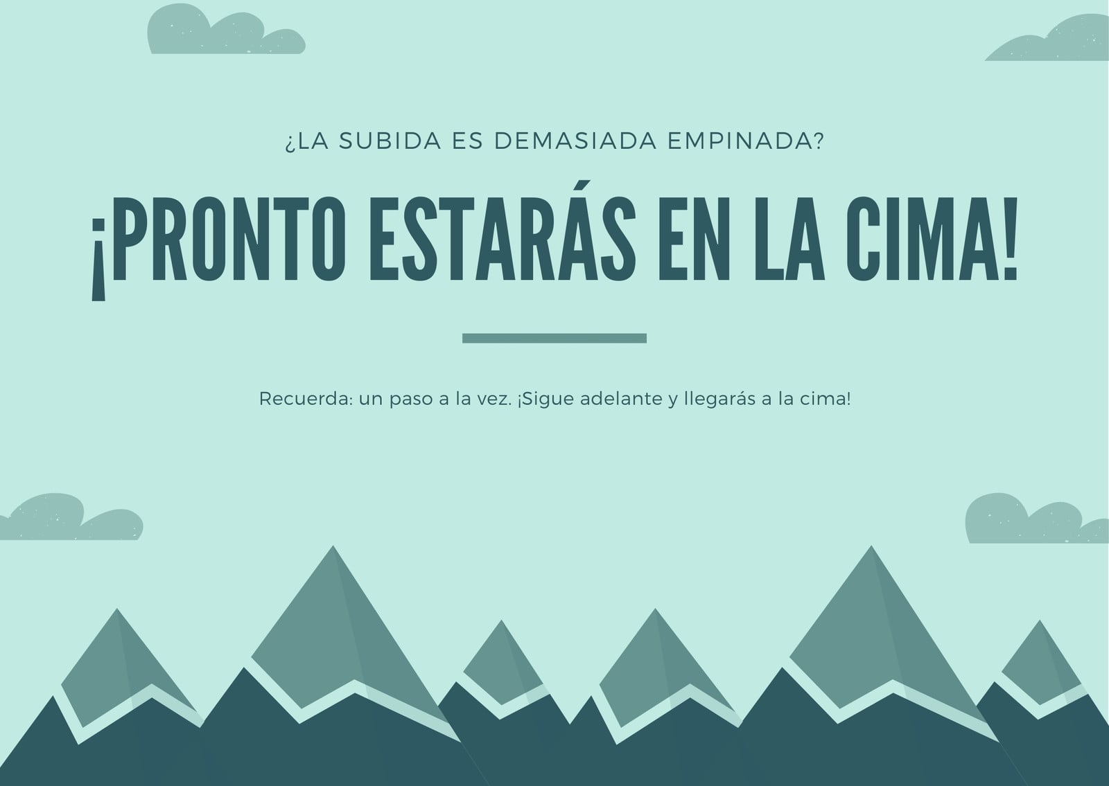 Turquesa y Blanco Montaña Ilustración Tarjeta de Ánimo