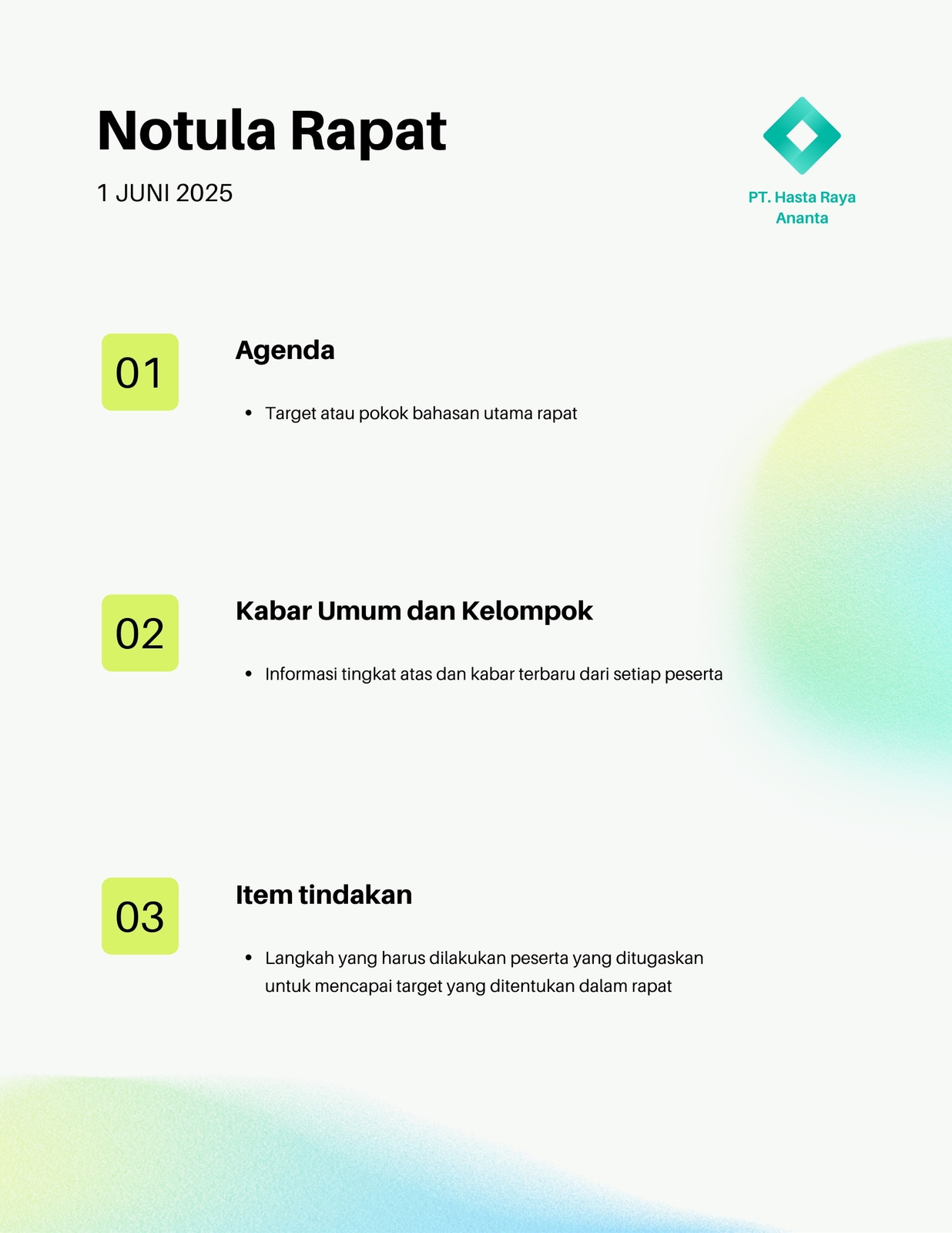 Hijau dan Biru Sederhana Gradasi Notula Rapat Hijau dan Biru Sederhana Gradasi Notula Rapat