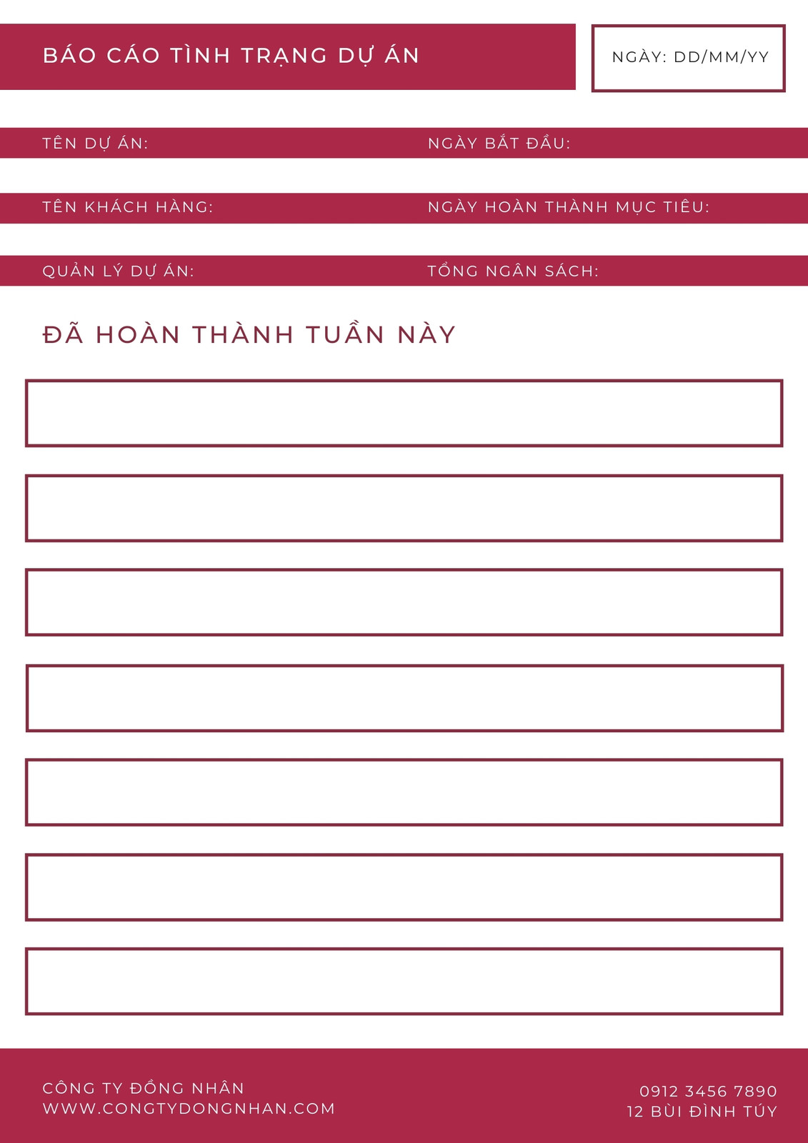 Mẫu báo cáo dự án đỏ trắng Mẫu báo cáo dự án đỏ trắng