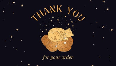 Thank You magic printable gold tag with a cat Tag Canva template