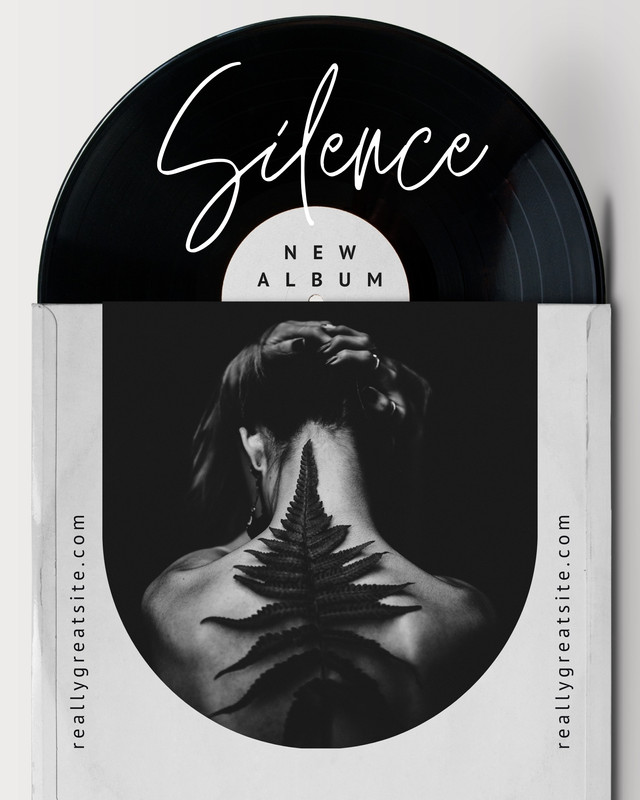Retro Vinyl Record New Music Album Photo Instagram Post Canva template, black and white