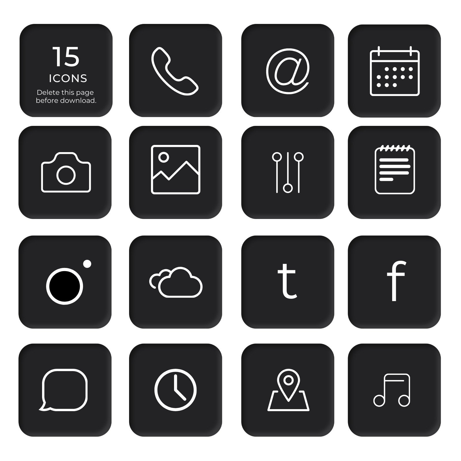 Black Minimalist Outline Icons Icon Set