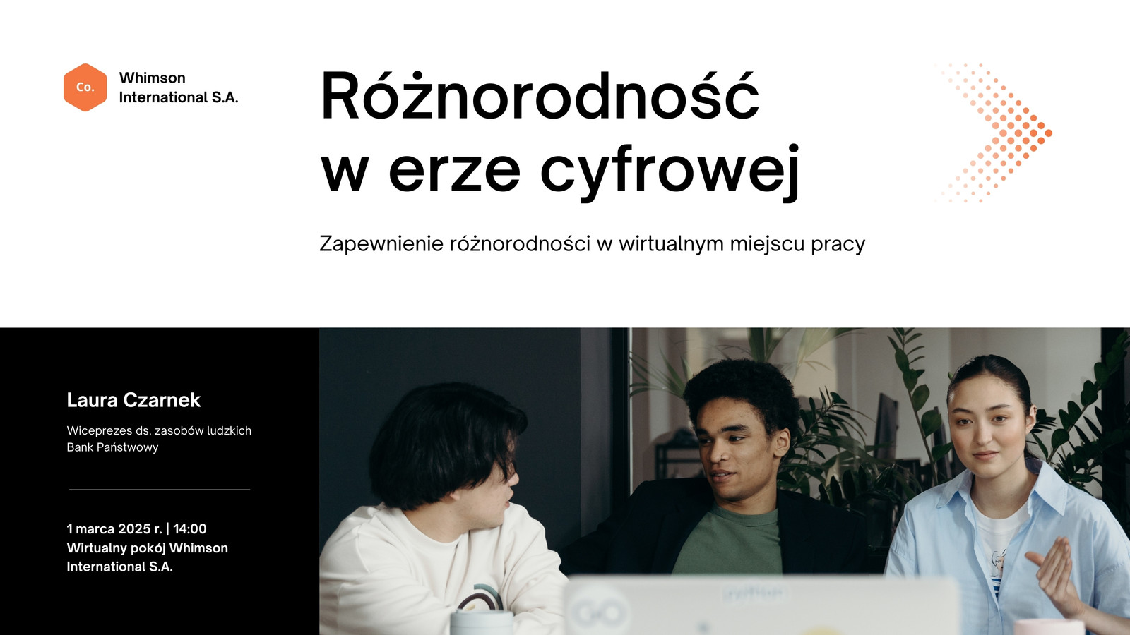 Czarna Biała i Pomarańczowa Prosta i Profesjonalna Różnorodność Warsztaty Seminarium Internetowe Myśl Przewodnia Prezentacja