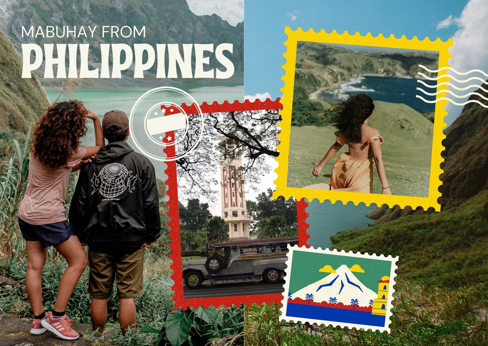 Vibrant Texture Organic Philippines Travel Postcard