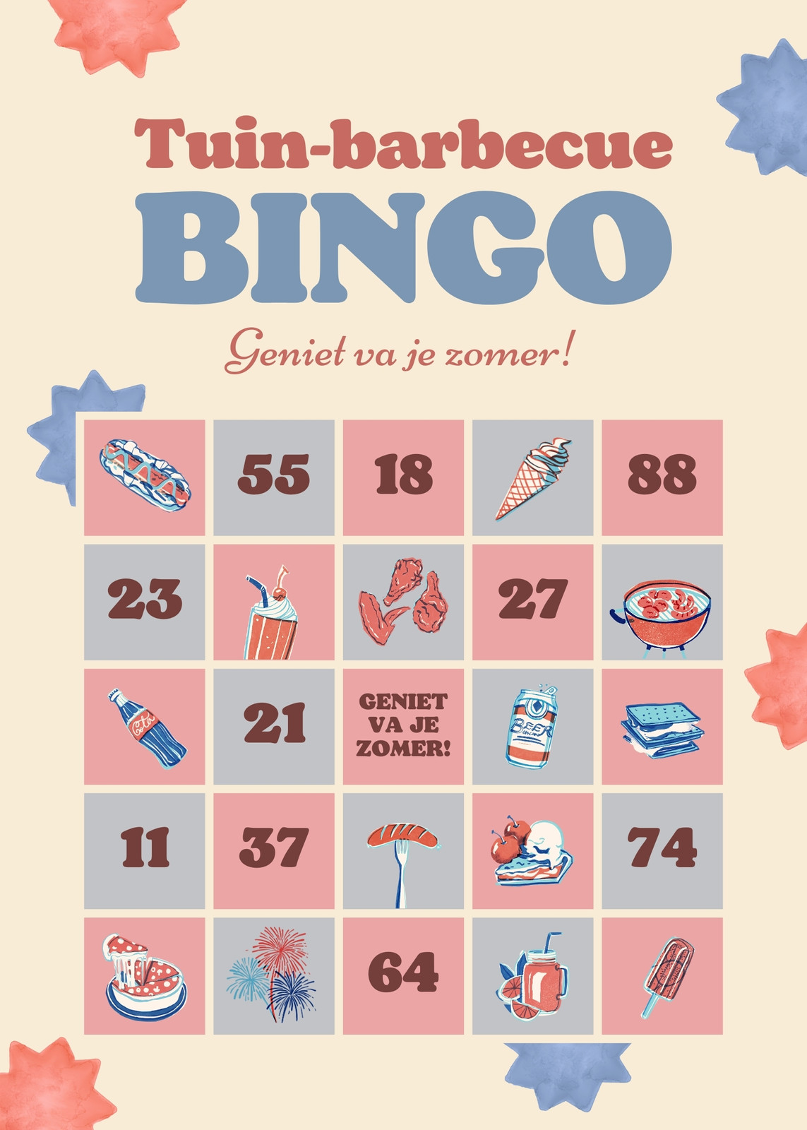 Tuinbarbecue bingo poster Tuinbarbecue bingo poster