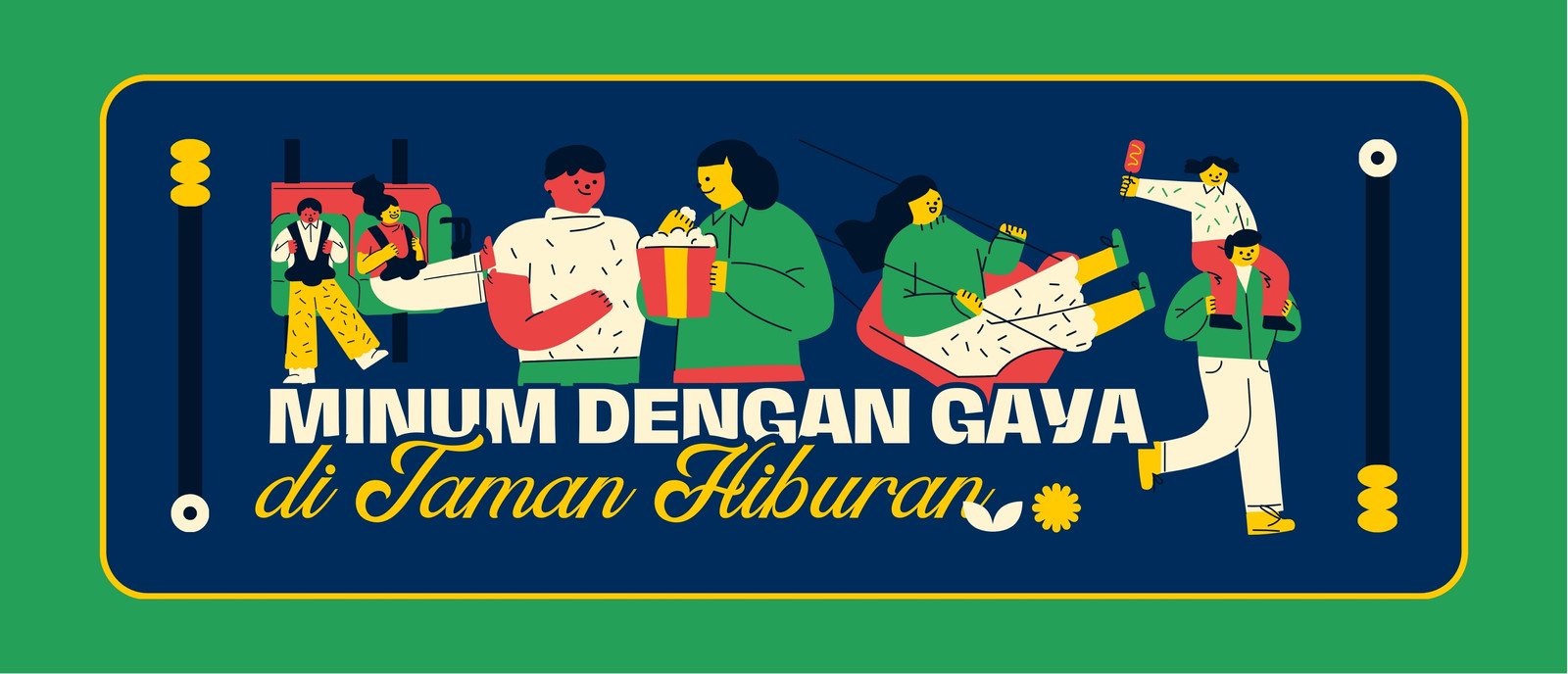 Biru Hijau Ilustrasi Minum dengan Gaya di Taman Hiburan Acrylic Tumbler