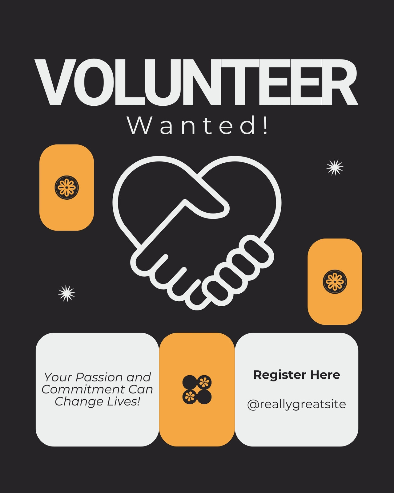 Black and Orange Illustrated Volunteer Wanted Instagram Post Portrait