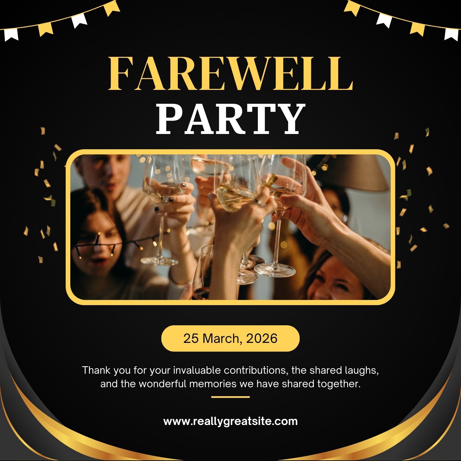 Black Modern Farewall Party Instagram Post