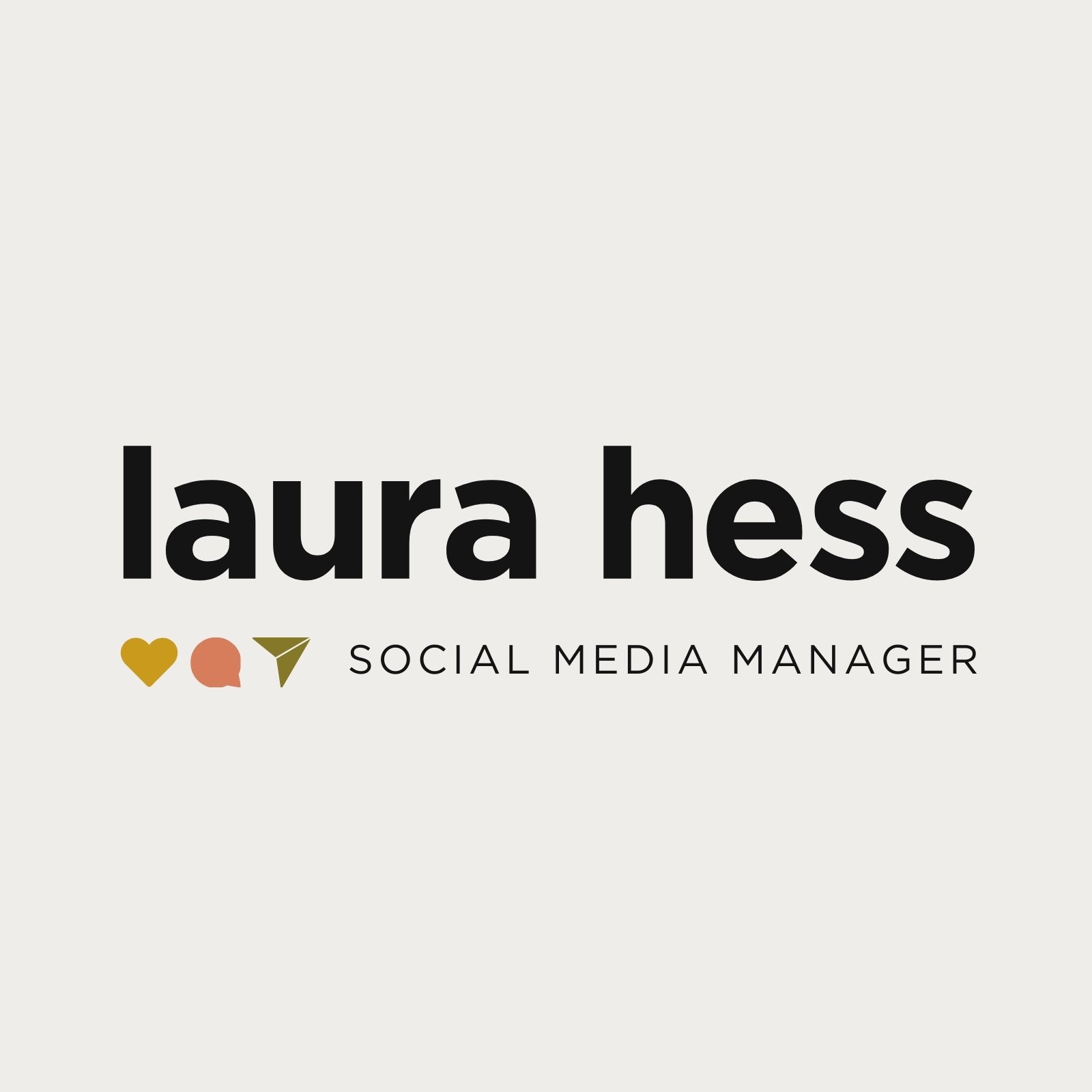 Beige Schwarz Schlicht Modern Name Social Media Manager Logo