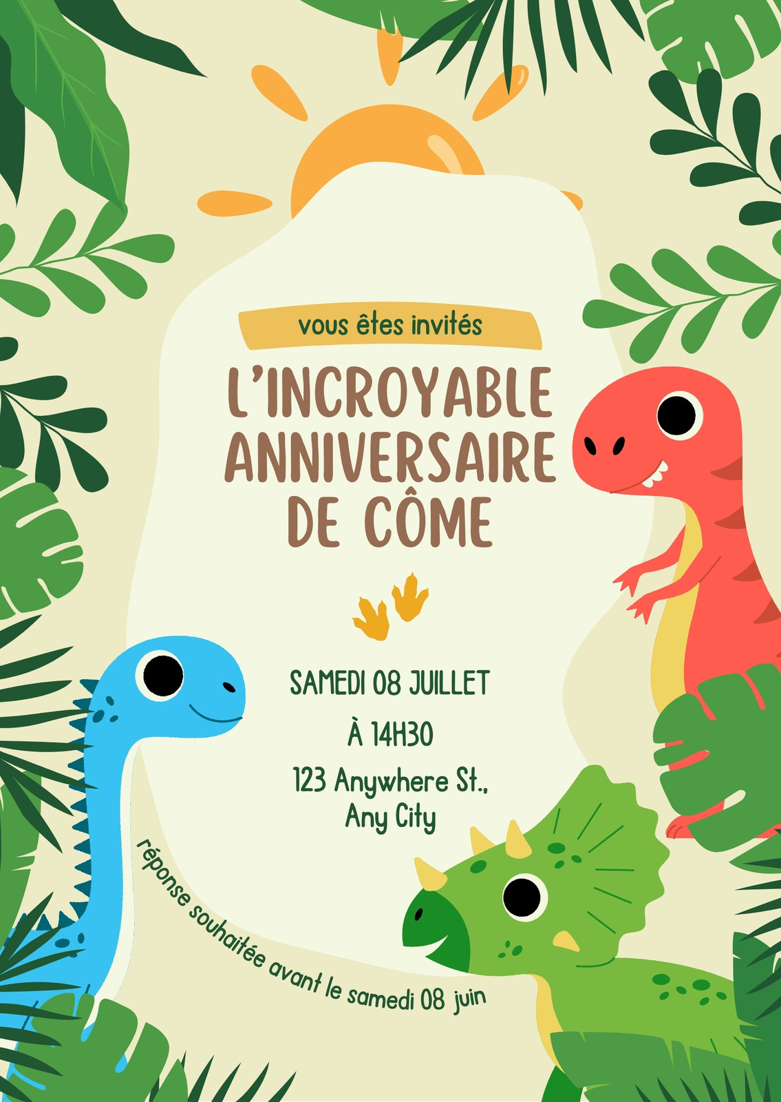 Invitation d’anniversaire enfant dinosaure Invitation d’anniversaire enfant dinosaure