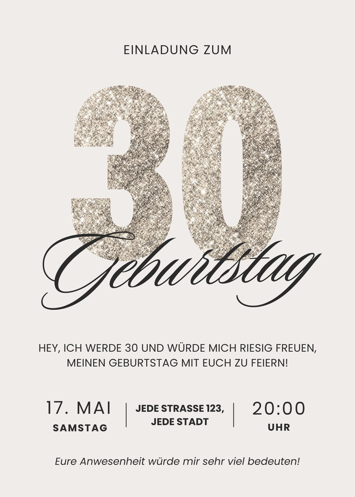Beige Gold Schwarz Ästhetisch Elegant Geburtstag Party Veranstaltung Einladung Beige Gold Schwarz Ästhetisch Elegant Geburtstag Party Veranstaltung Einladung