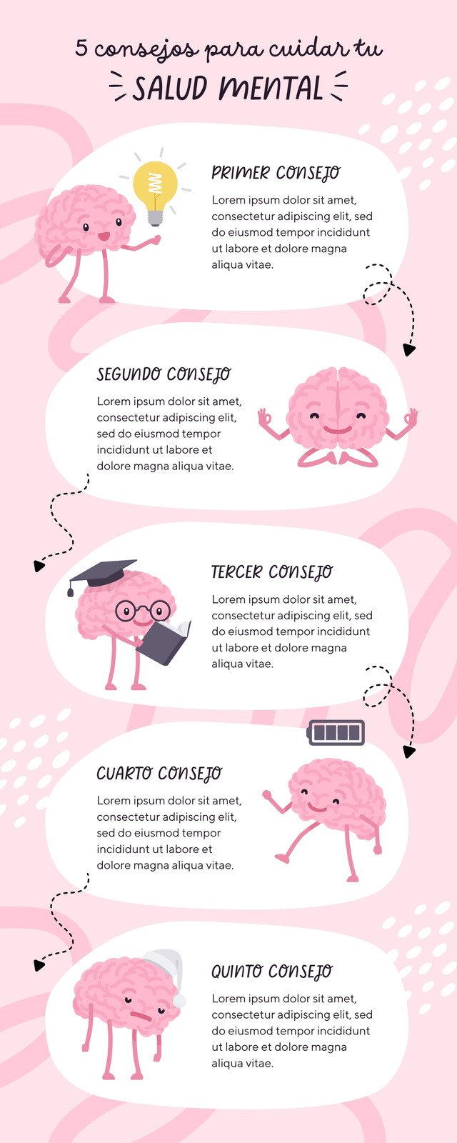 Infografía Consejos de Salud Mental Ilustrado Rosa