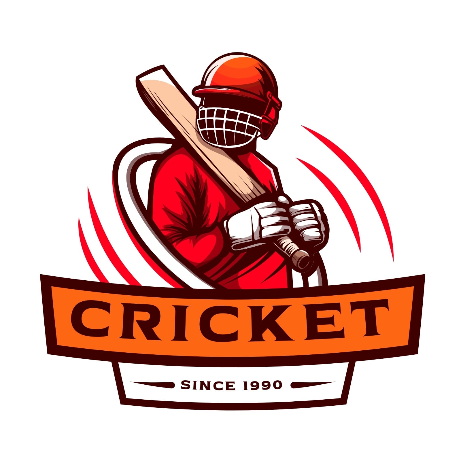 Orange and Brown Illustrative Cricket Club Sports Logo Orange and Brown Illustrative Cricket Club Sports Logo