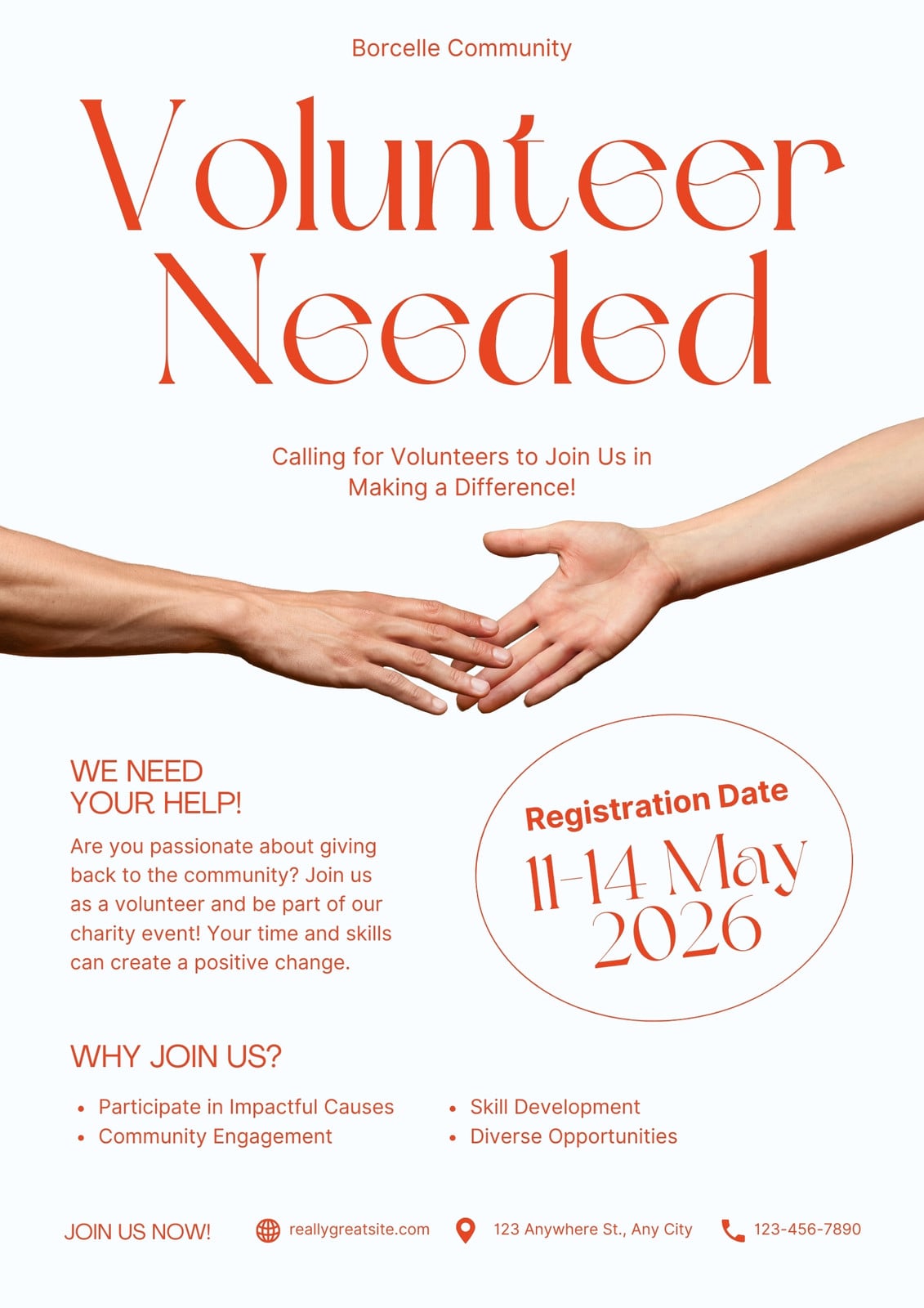 Orange Minimalist Volunteer Event Flyer