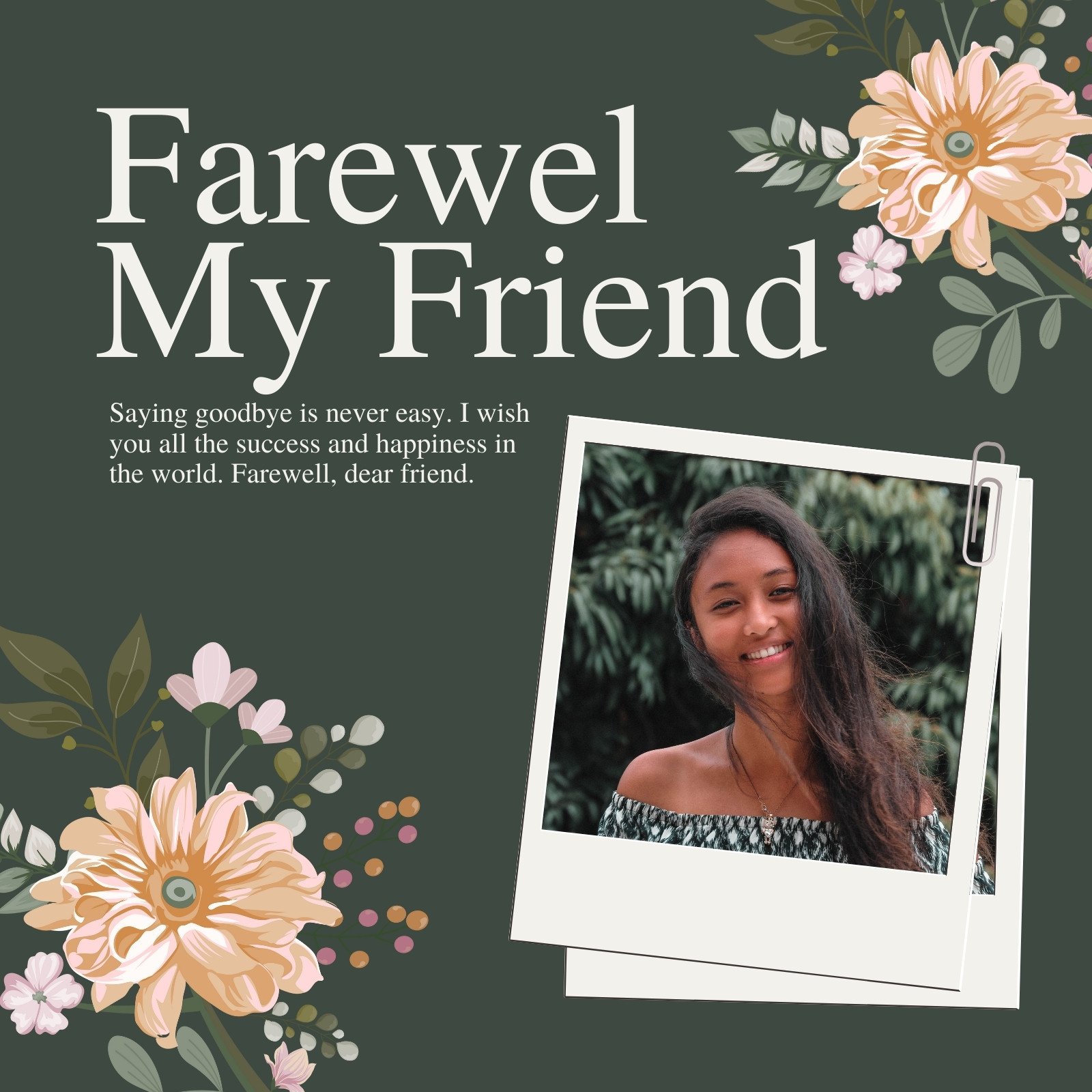 Dark Green Aesthetic Farewell Instagram Post