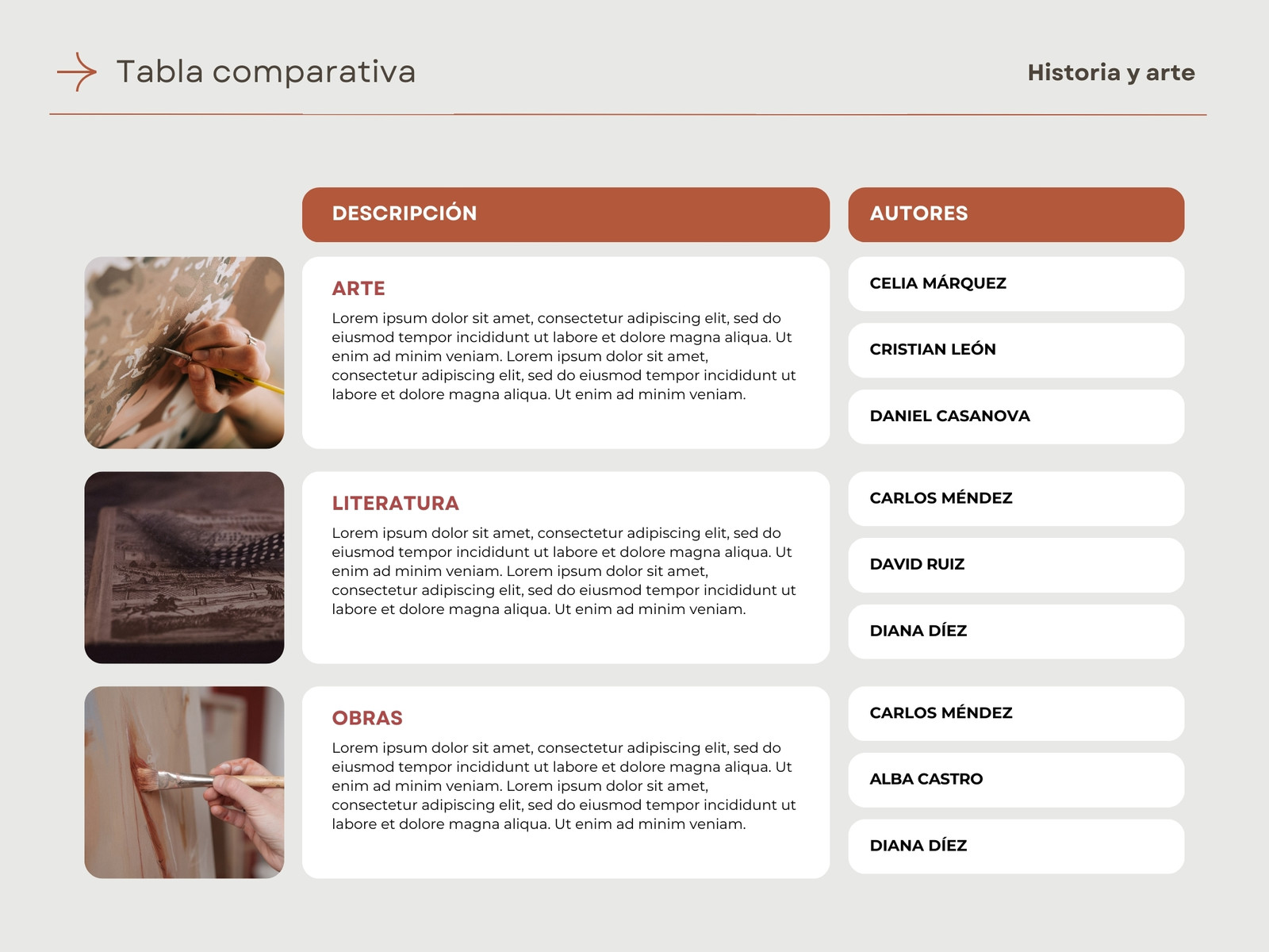 Gráfico Tabla Comparativa Profesional Fotográfica Naranja y Beige