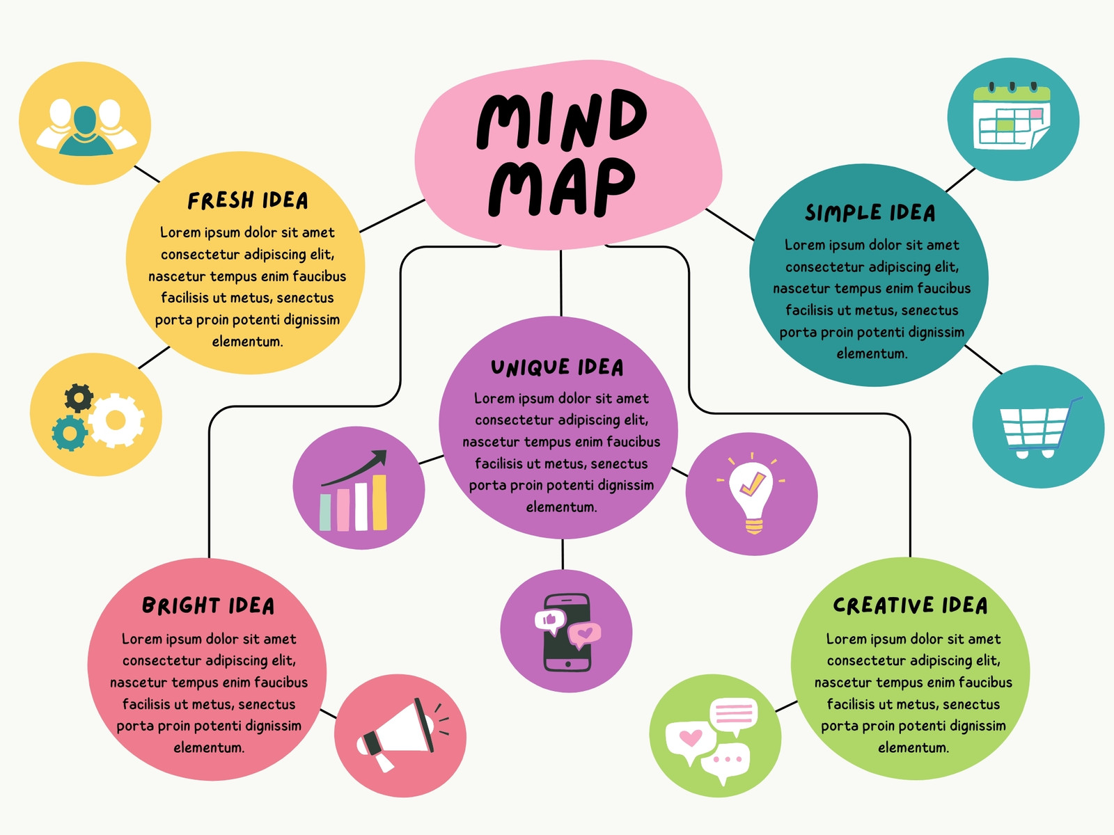 Colorful Playful Mind Map Graph