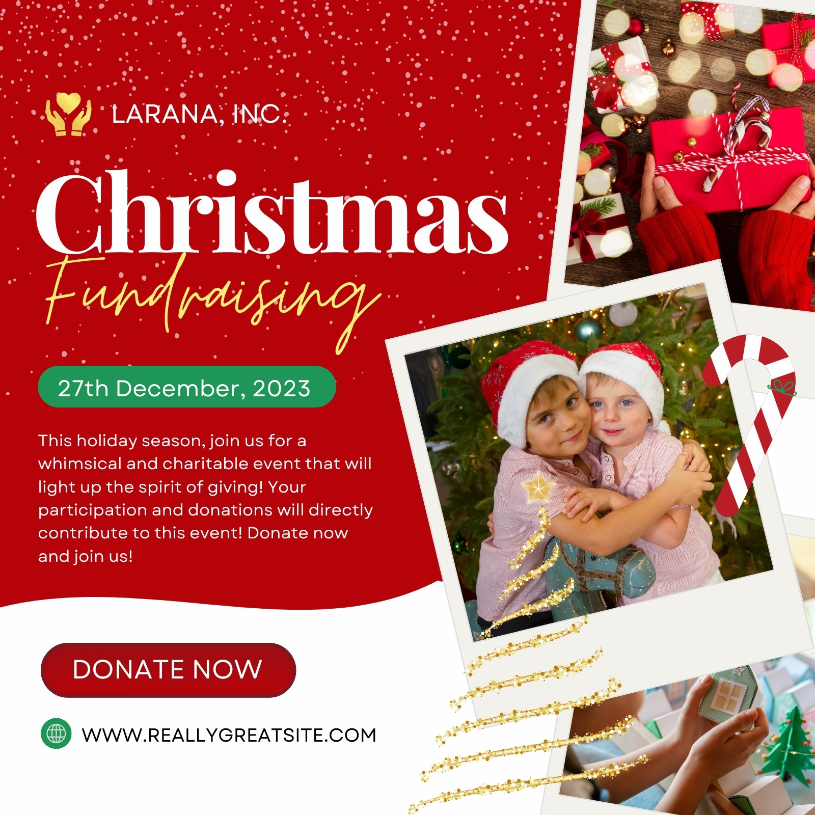 Red and White Modern Christmas Fundraising Instagram Post