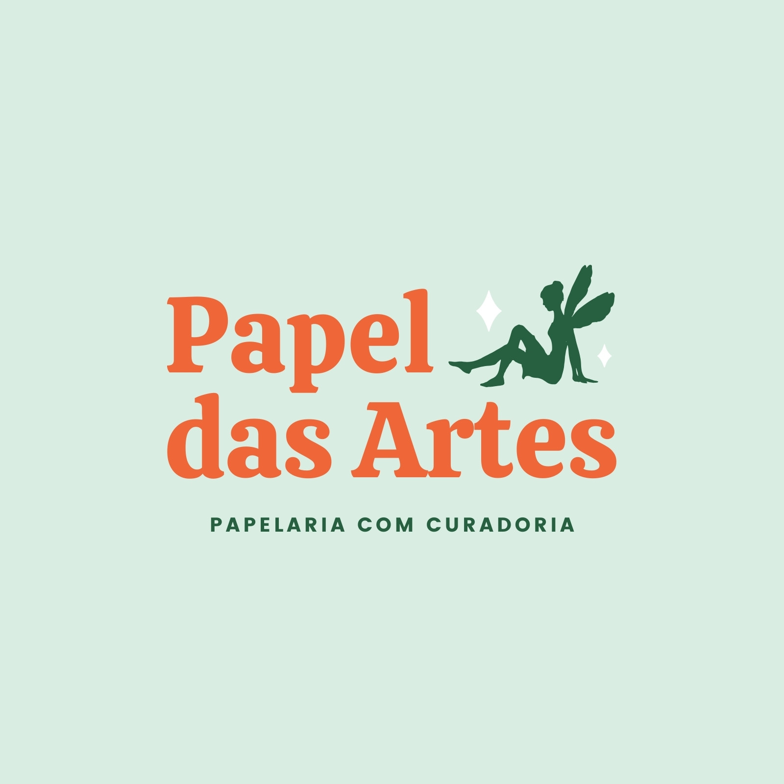 Logo Genérica de Artes e Artesanato Ilustração Flat de Fada Verde-menta Laranja