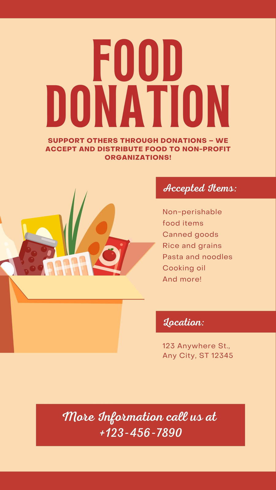 Red Simple Food Donation Instagram Post