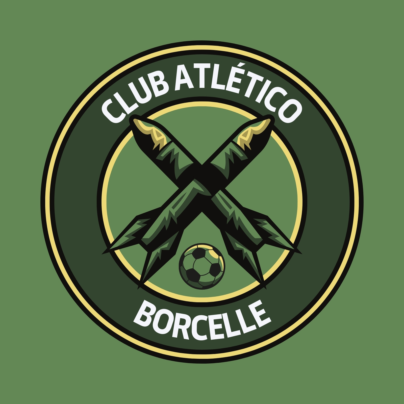 Logo simple deportivo de Futbol minimalista verde amarillo