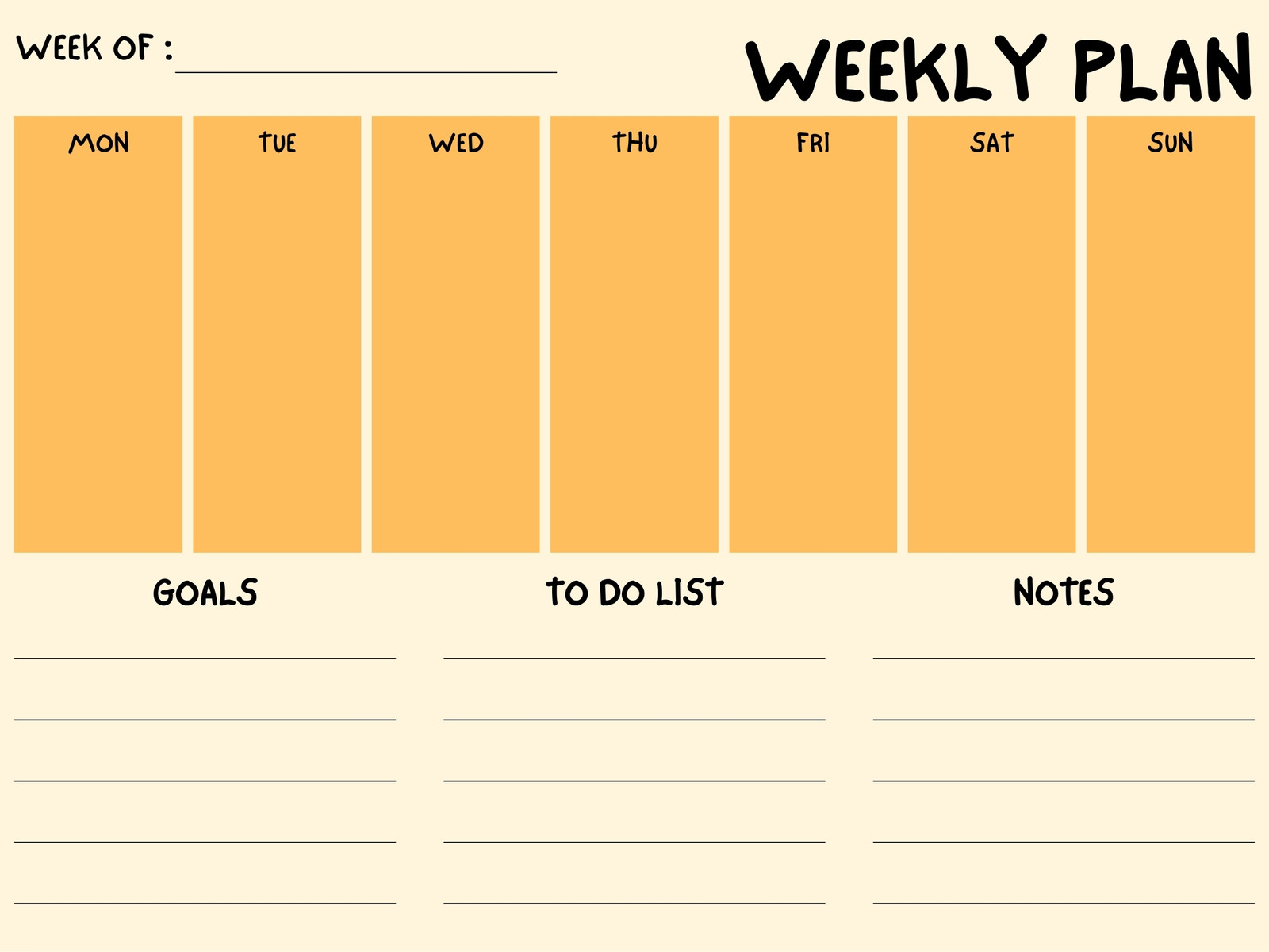 Orange Weekly Schedule Plan Concept Map