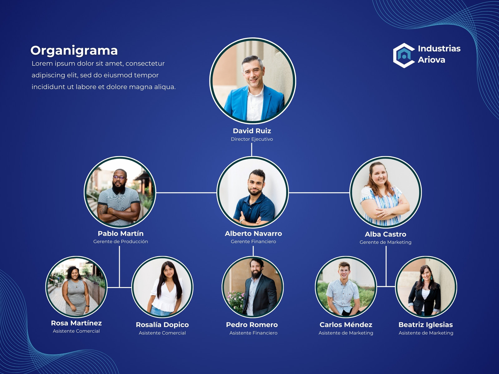 Grafico Organigrama Corporativo Moderno Azul