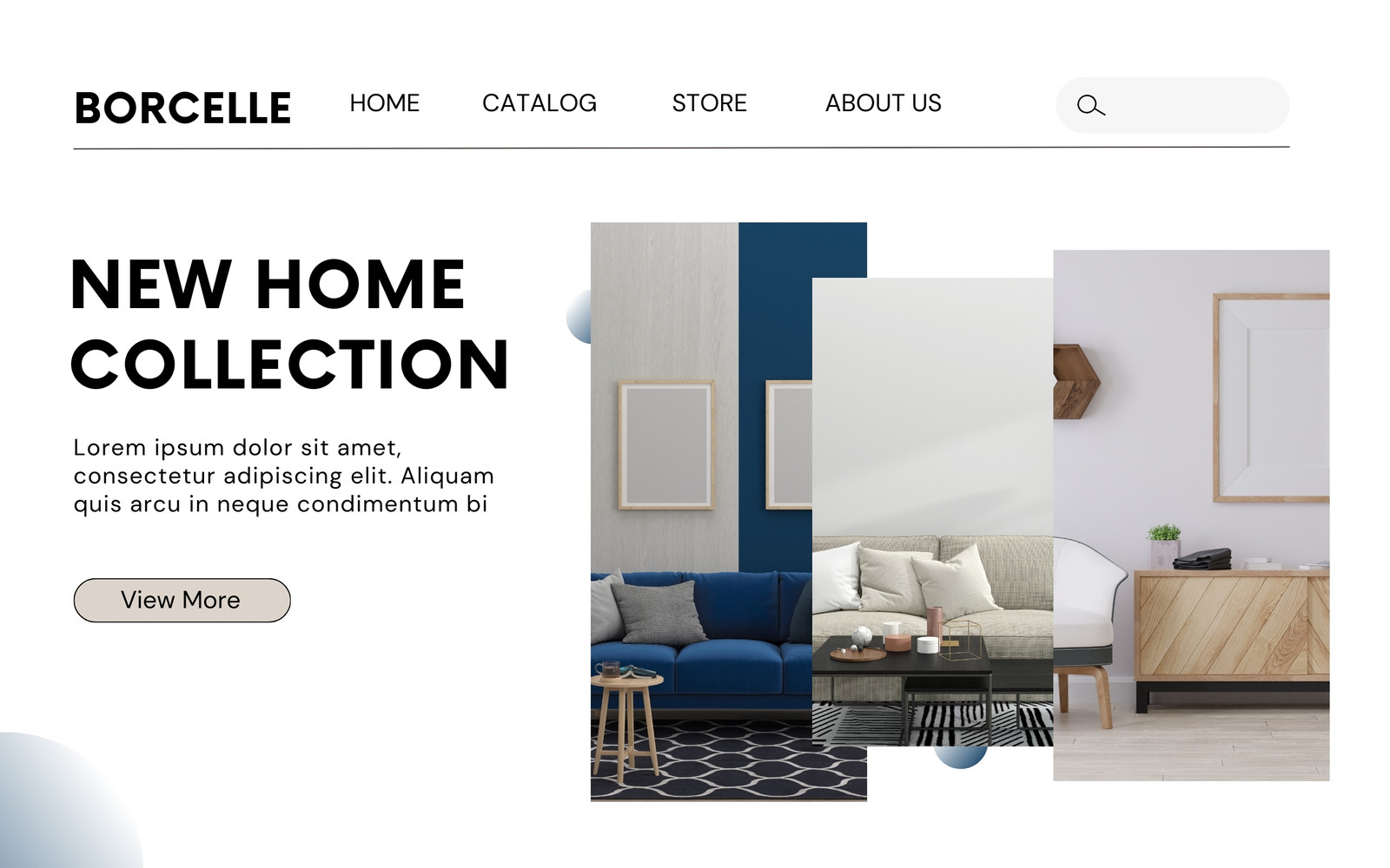 White and Black Simple Light Home Page Wireframe Website UI Prototype