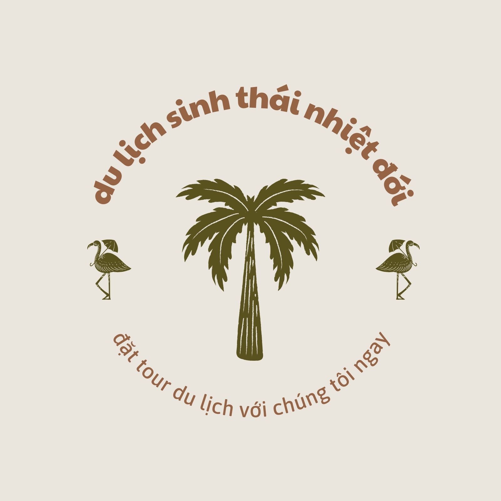 Màu Be và Xanh lá Cổ điển Hiện đại Huy hiệu Khách sạn và Du lịch Logo