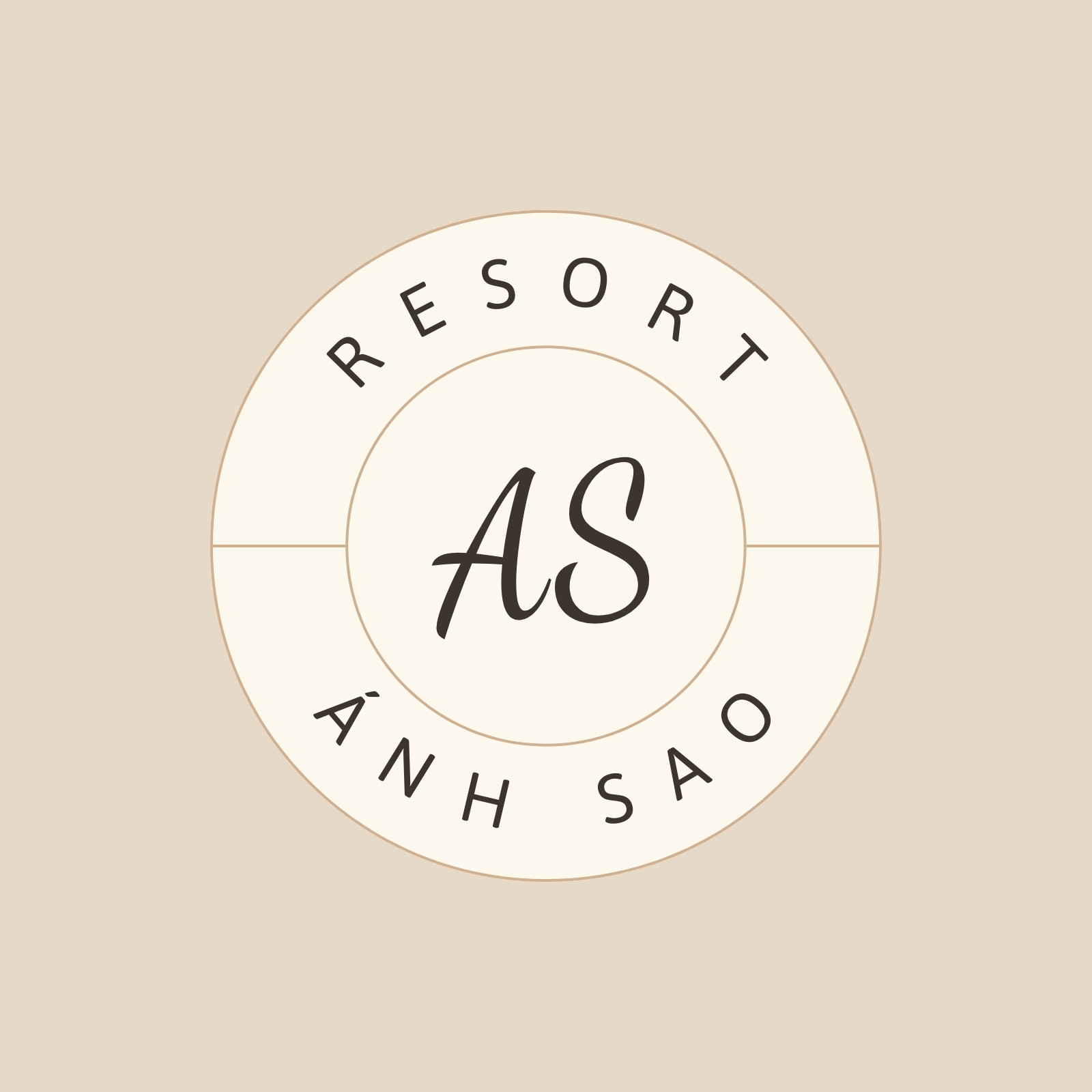 Màu Be và Đen Cổ điển Vòng tròn Khách sạn Logo