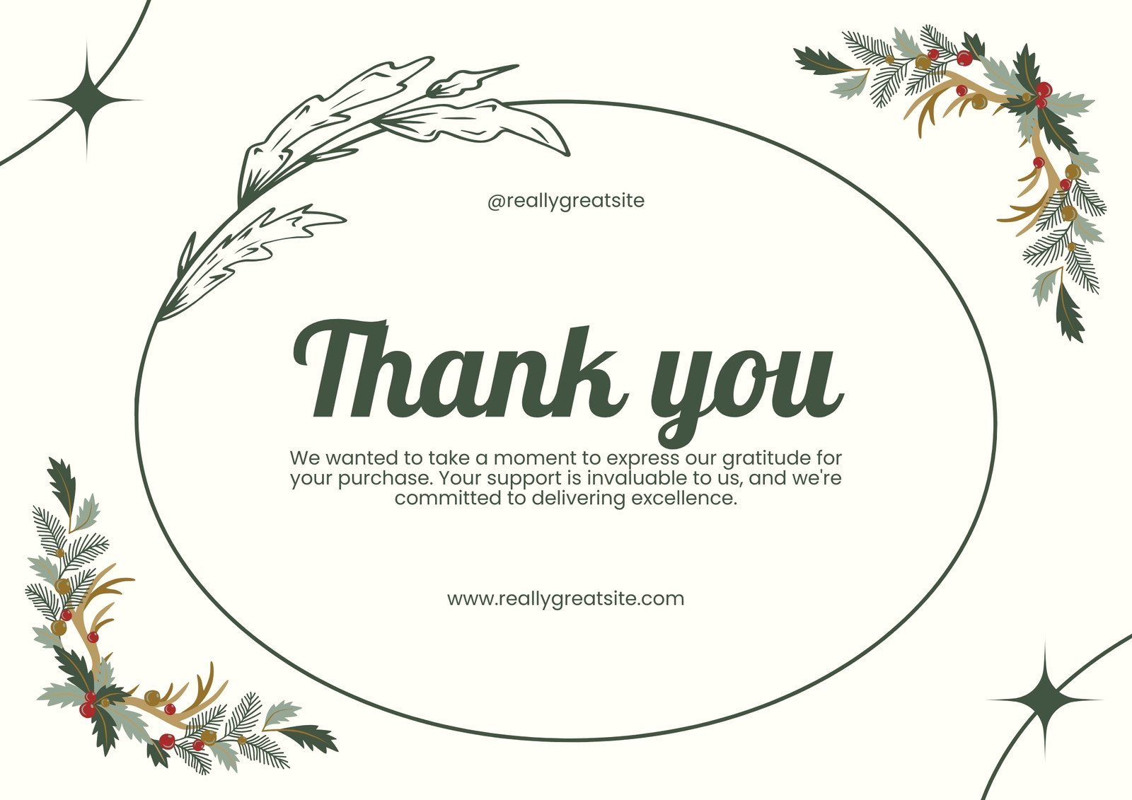 Green Organic Thank you A4 (Landscape)