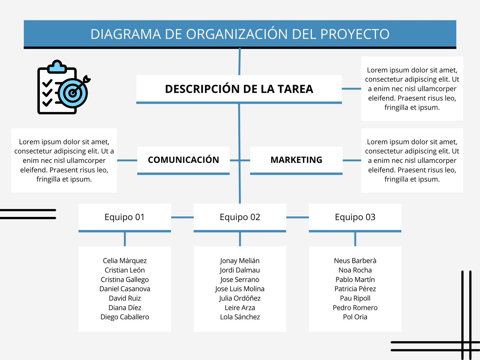 Gráfico Diagrama Proyecto Empresarial Profesional Azul Gris