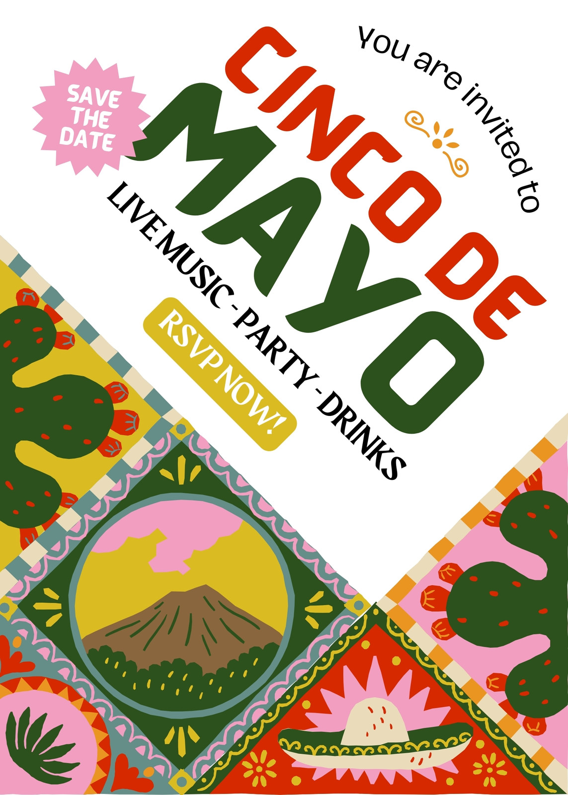 Colorful Festive Playful Illustrative Fun Cinco De Mayo Poster