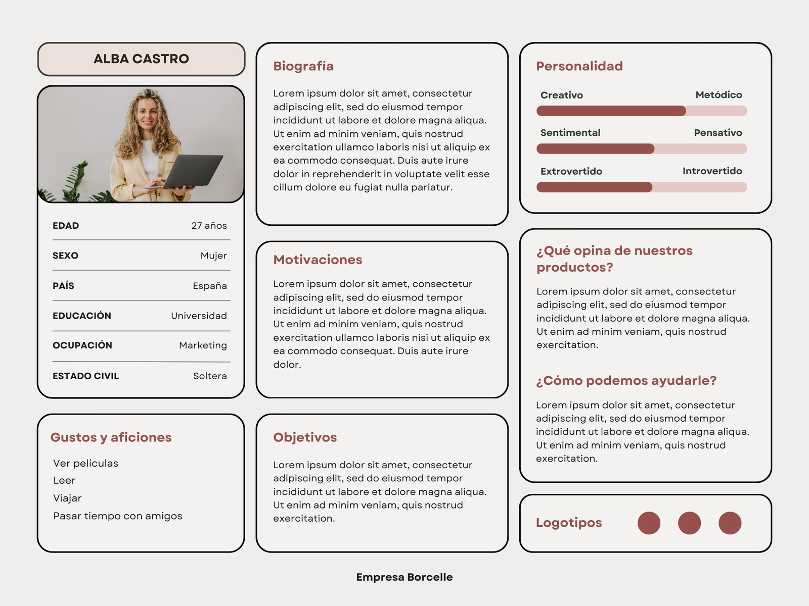 Gráfico Buyer Persona Profesional Moderno Beige y Negro
