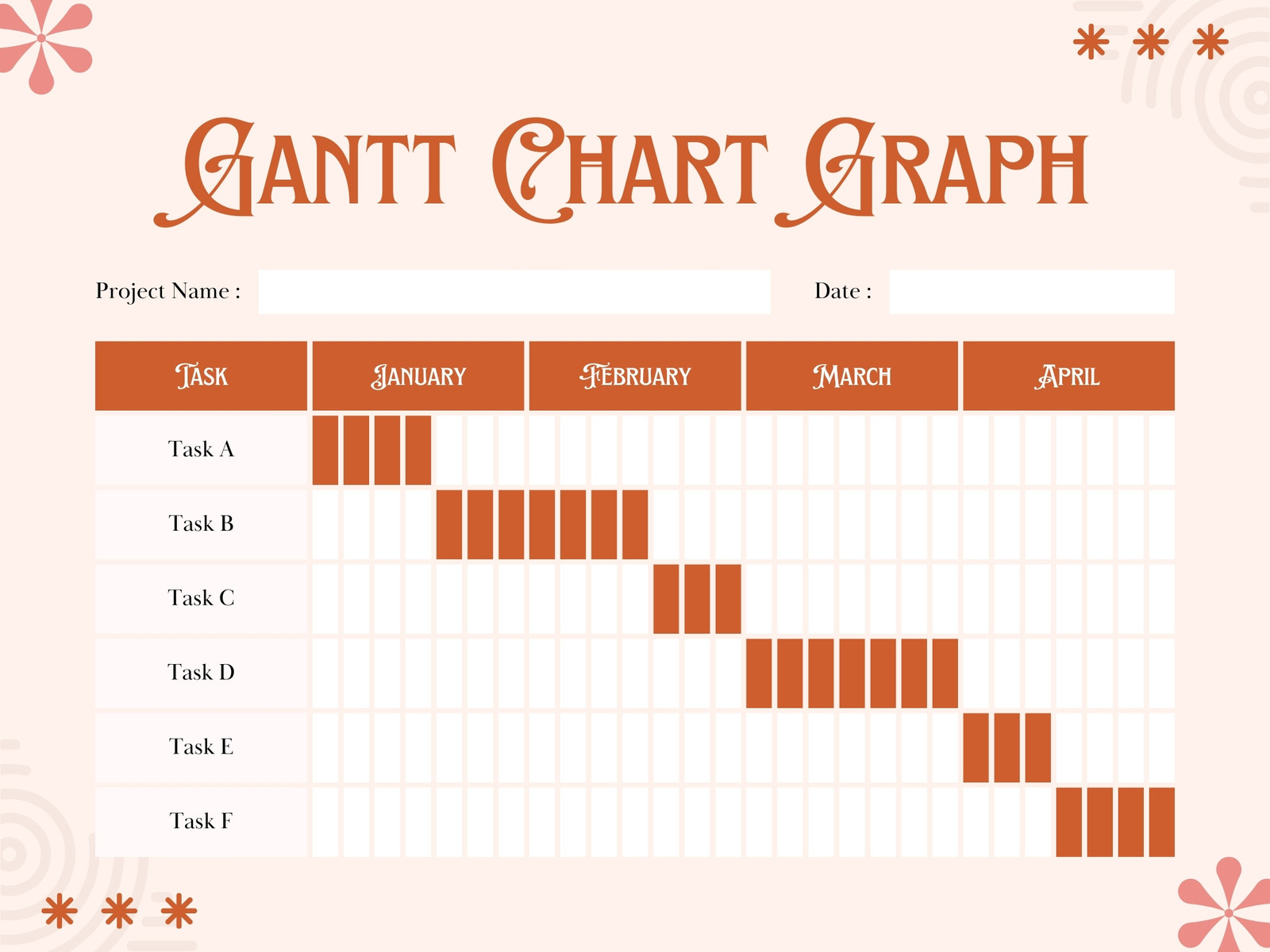 Bold Orange Simple Modern Gantt Chart