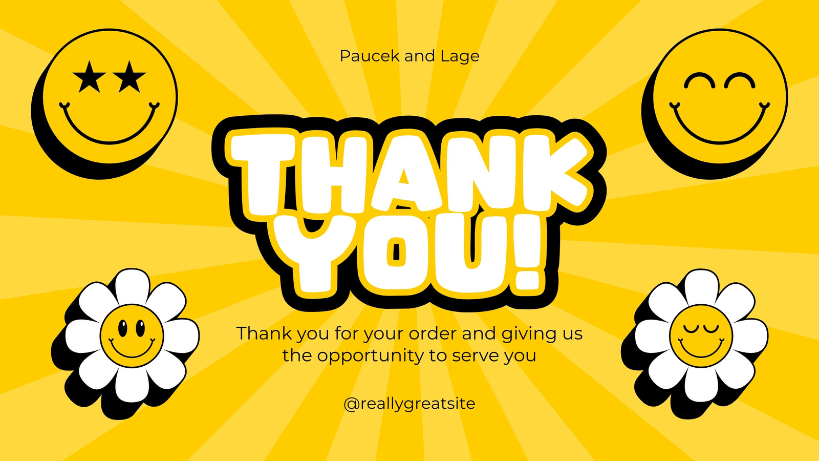 Yellow White Retro Thank You Group Greeting Card