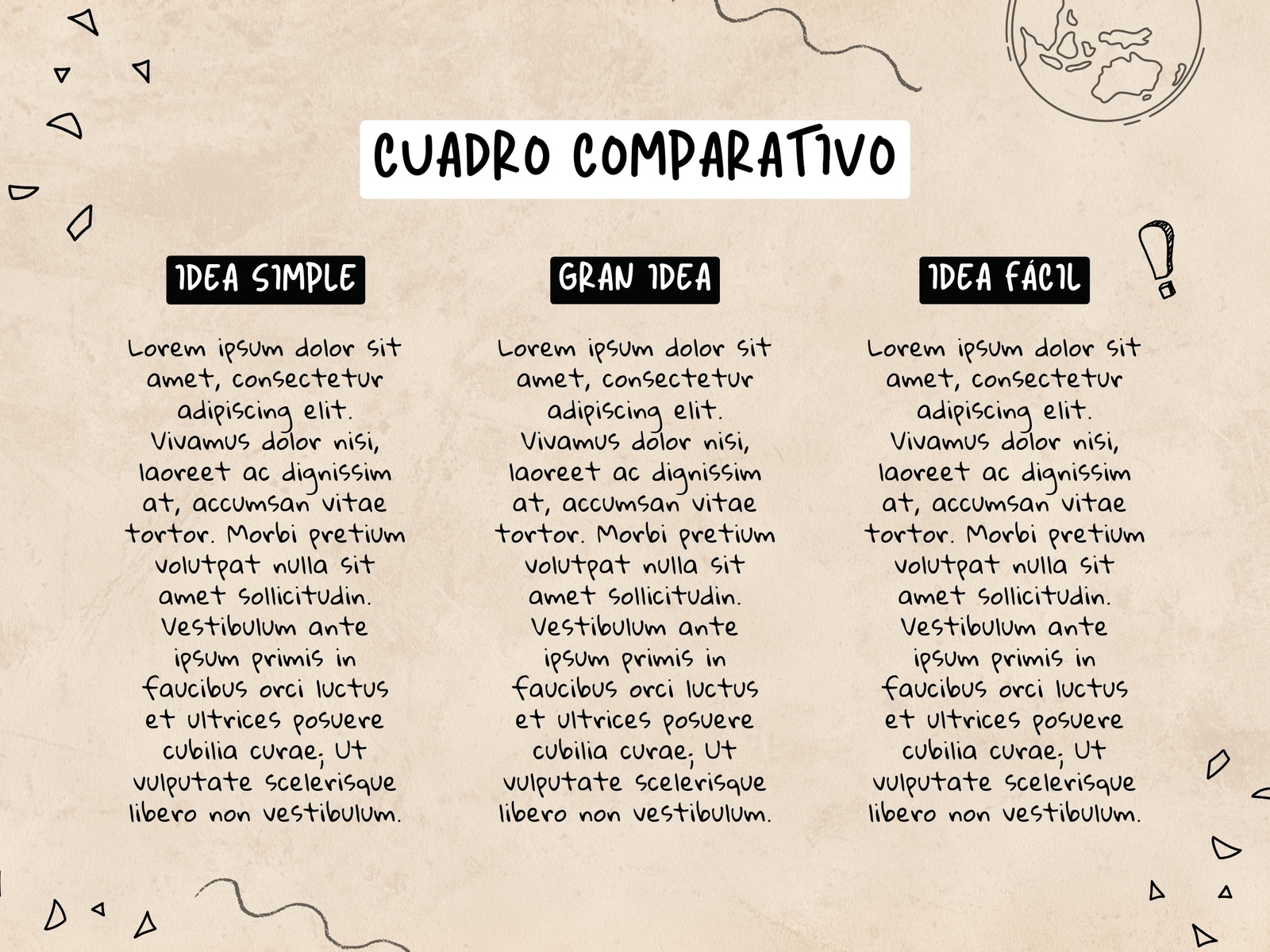 Gráfico Cuadro Comparativo Simple Beige y Negro