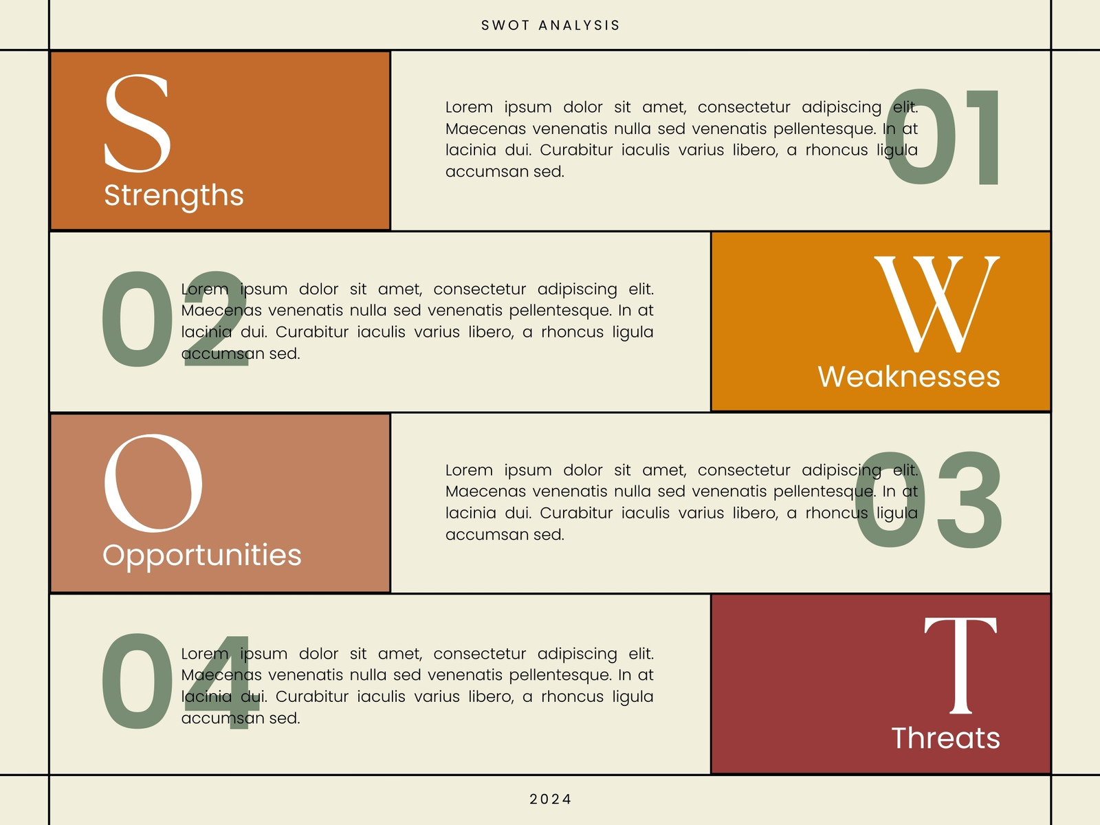 Beige and Orange Minimalist Modern SWOT Analysis Graph