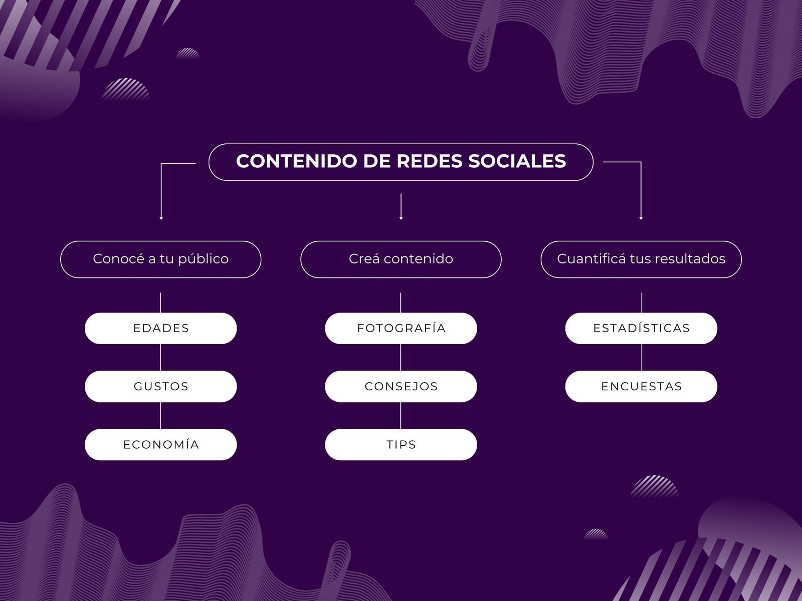 Mapa Conceptual para Creadores de Contenido Geométrico Morado