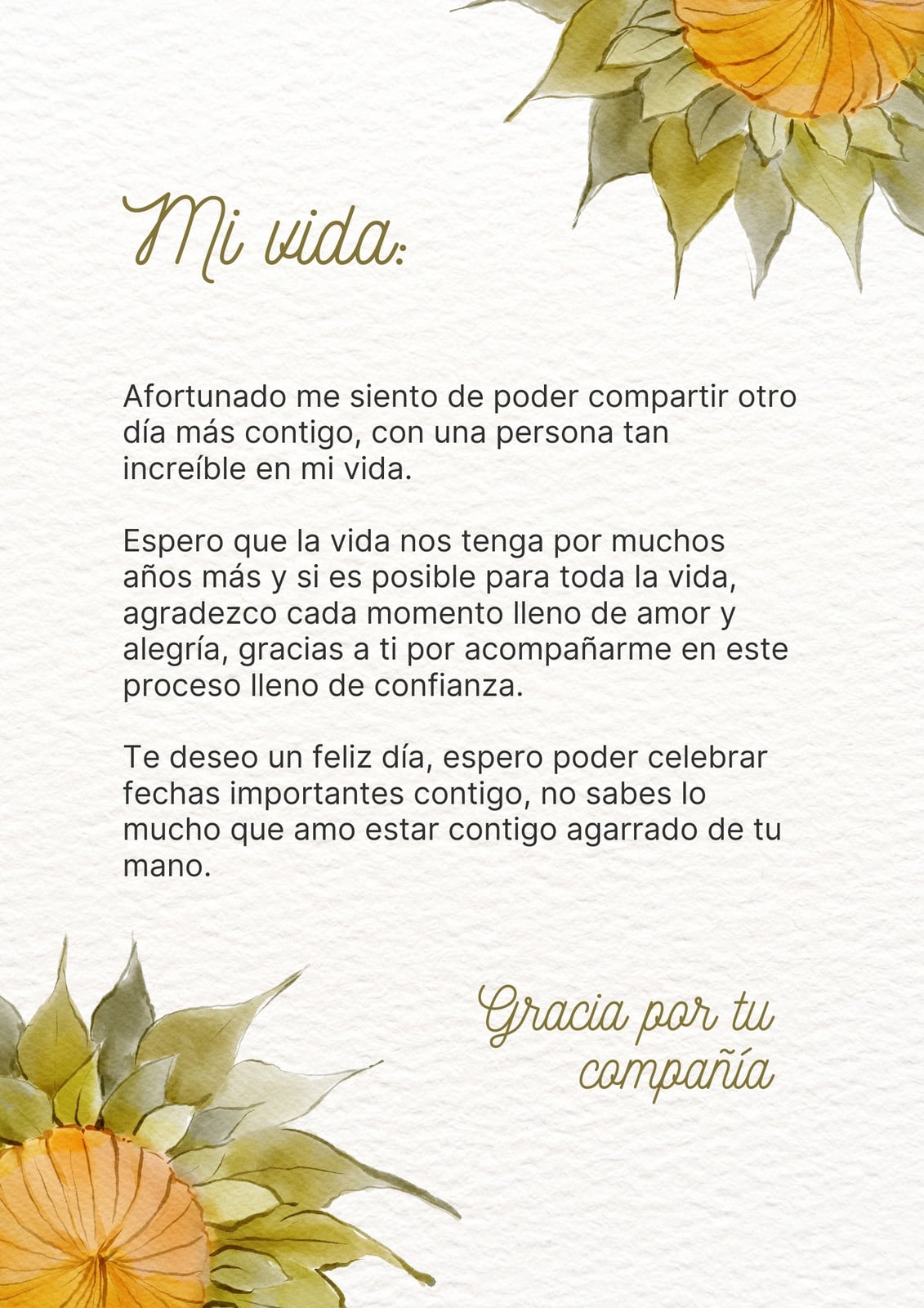 Documento A4 de carta de amor para alguien especial ilustrada