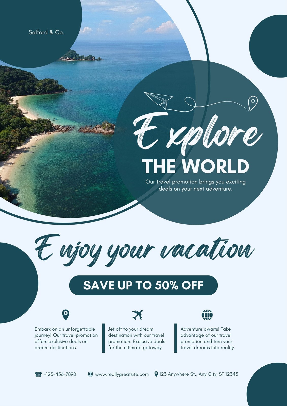 Blue and White Simple Travel Poster