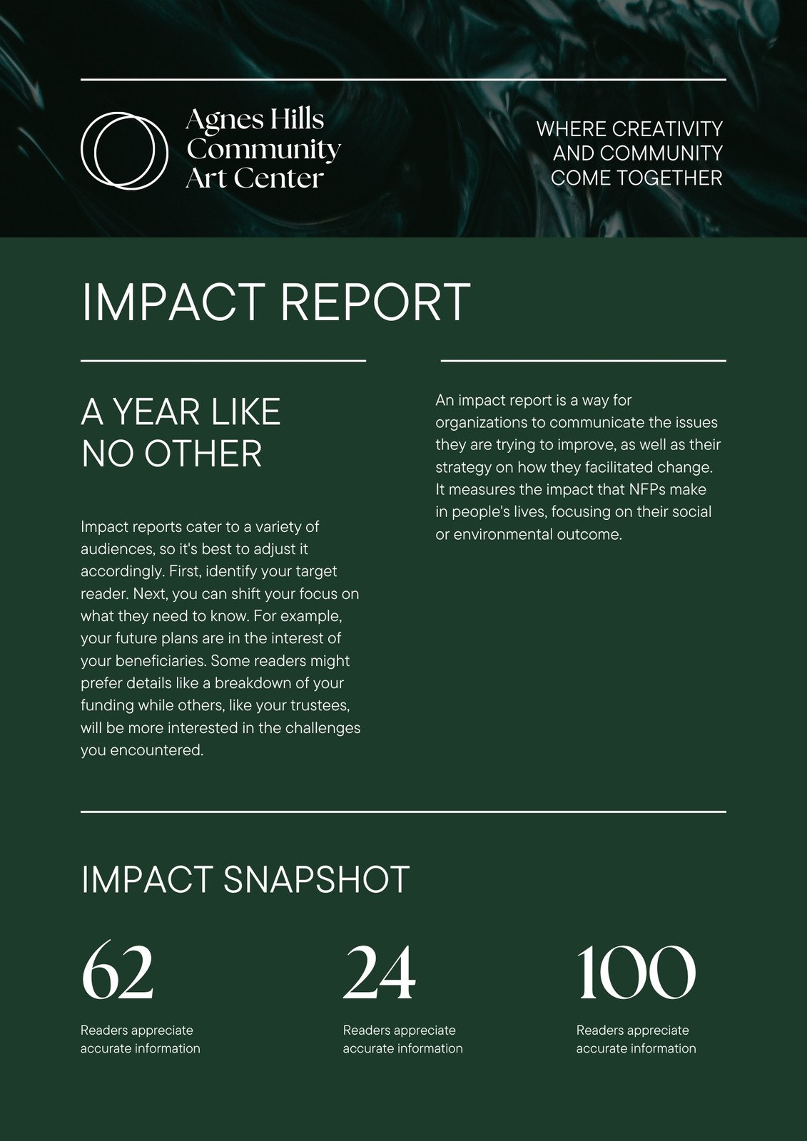 Dark Green Nonprofit Indigenous Art Classy Minimalist Charity Report