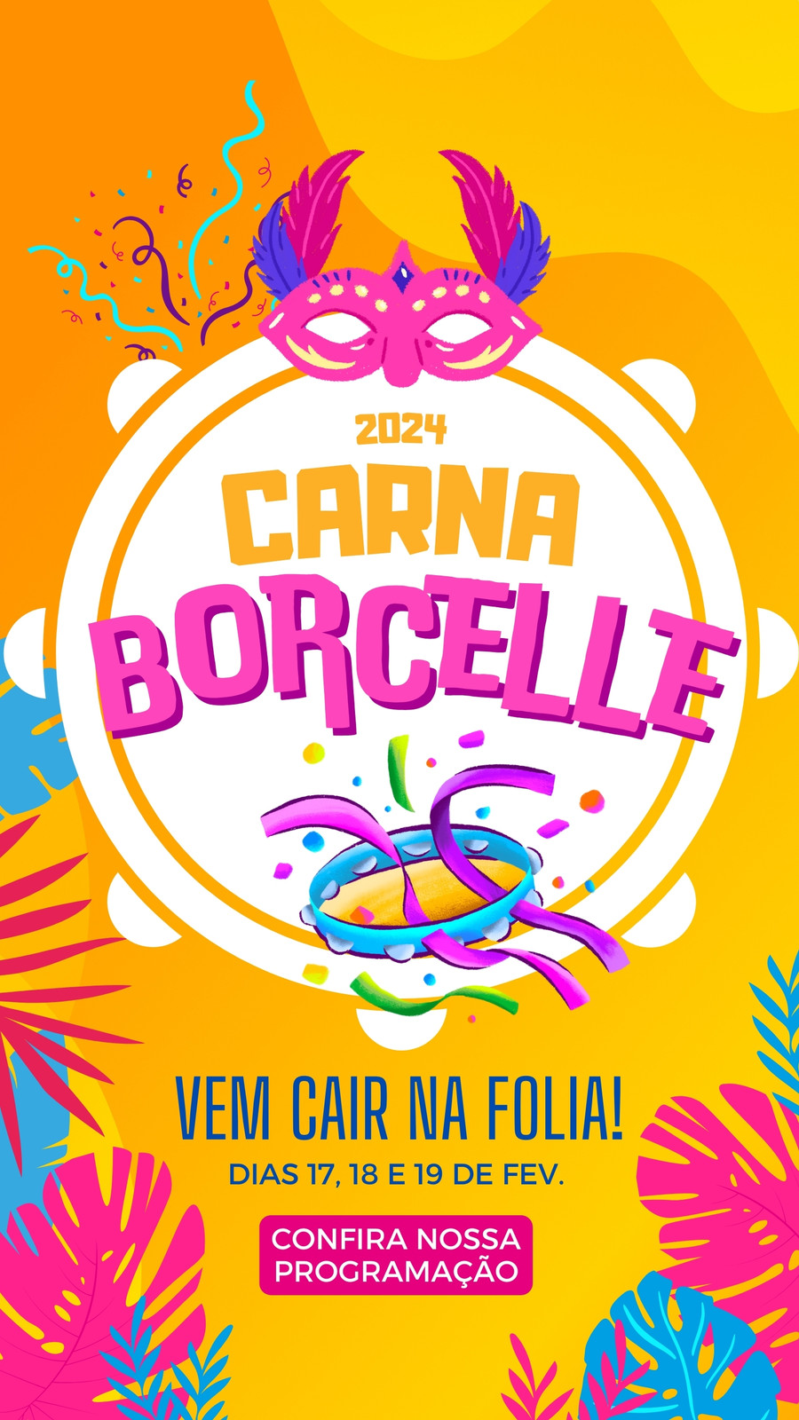 Carnaval bloco de carnaval amarelo festivo story do instagram