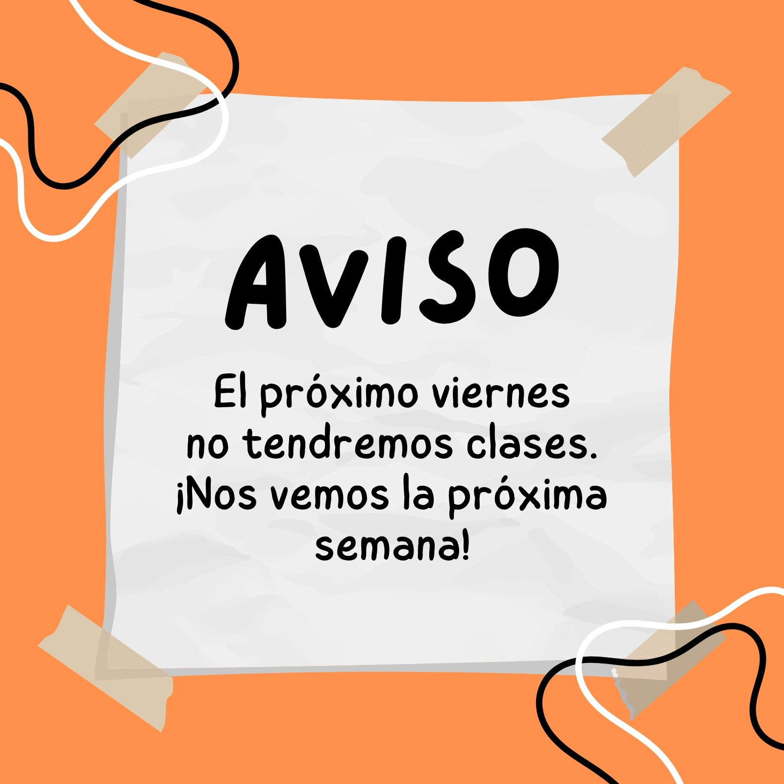 Anuncio para salón de clase de aviso llamativo naranja