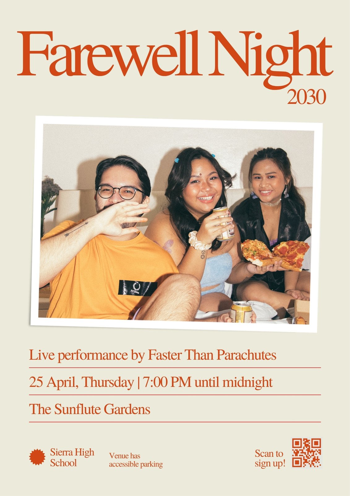 Red Beige Photocentric High School Farewell Party Poster 