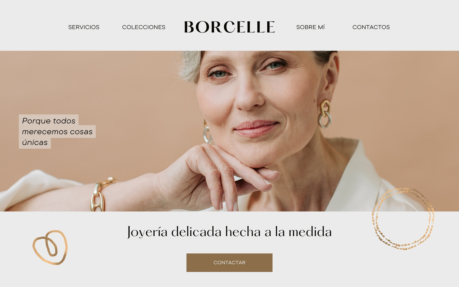 Prototipo de Ordenador Sitio Web Joyas Delicado Minimalista Dorado y Beige