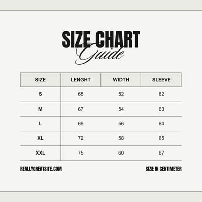 Free and customizable size chart templates