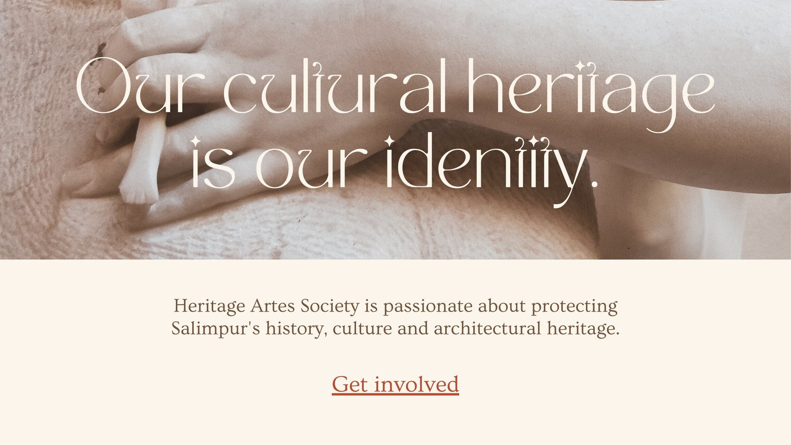 Cream and Brown Organic Warm Art & Culture Charity Non-Profit Website